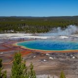 Um einen tollen Überblick auf die "Gran Prismatic Spring" zu erhalten, wandern wir auf der gegenüberliegenden Seite zu einem Aussichtspunkt hoch.
