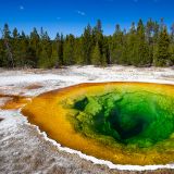 Nebst der "Grand Prismatic Spring" gehört der farbenprächtige "Morning Glory Pool" zu den Wahrzeichen des Parks. 
