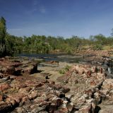 Unterwegs im "Mitchell Falls N.P.". Hier müssen die "Mertens Falls" zuerst überquert werden. 
