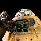 Bei Appollo 11 kehrten die Astronauten mit dieser Raumkapsel nach der ersten Mondlandung zur Erde zurück.
