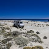 Unser Übernachtungsplatz nahe der Playa Pardelas auf der Península Valdés.
