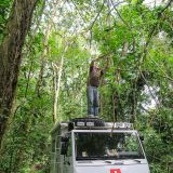 Den Weg ins Dschungel-Camp "La Jungla" in Catemaco müssen wir uns ebenfalls verdienen. Die stacheligen Lianen versperren uns den Weg. Da ist Landwirtschaftspflege à discretión angesagt.
